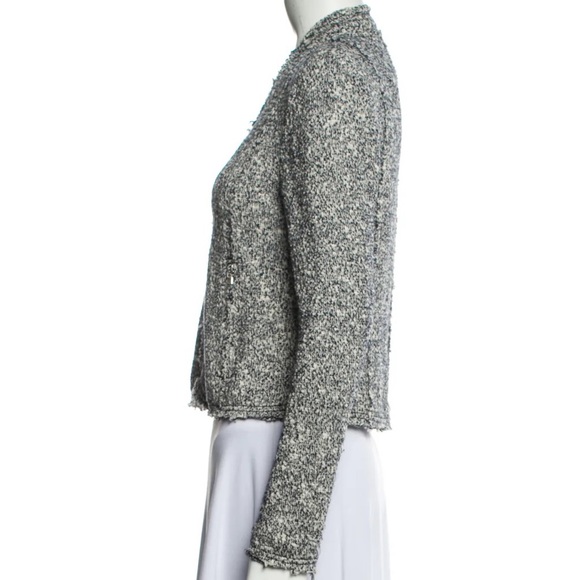 Rebecca Taylor Frayed Edge Cropped Tweed Jacket - Size 8 - Picture 7 of 16